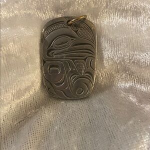 Frederick Pewter Canada Carved Raven Pendant